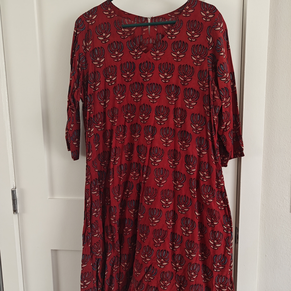 Elegant Red Floral Women's Dress
